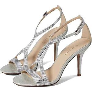 Pelle Moda Womens Heels Sandals 8.5 Dressy Rhinestone Wedding Silver Karissa